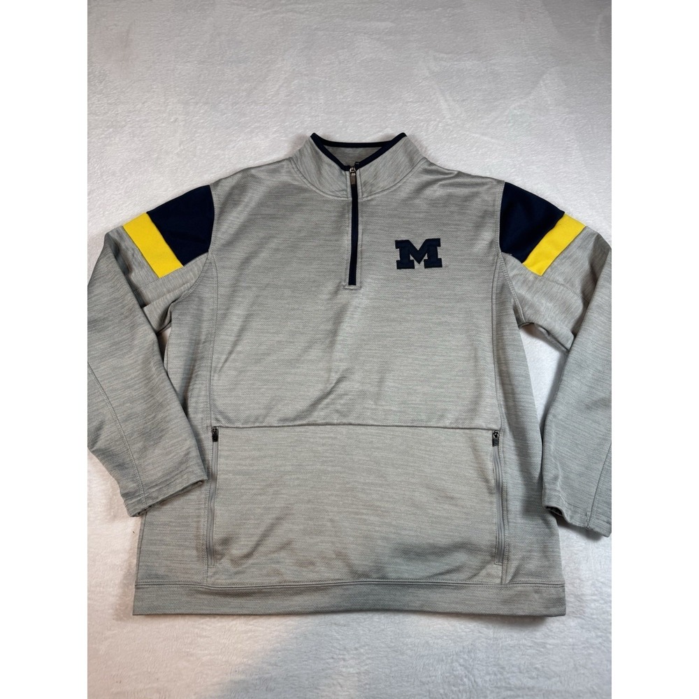 Michigan Wolverines Gray 1/4 Zip Pullover, Colosseum, Men's‎ Size Large